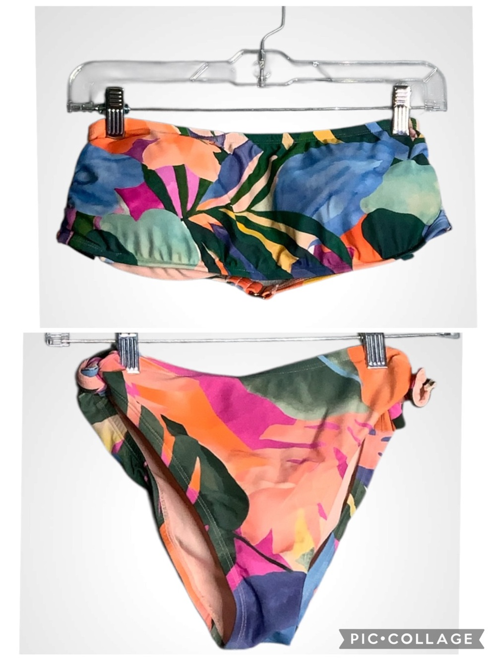 Palisades Beach Club Tropical Print Women's Bikini Swimsuit - Multi - Large